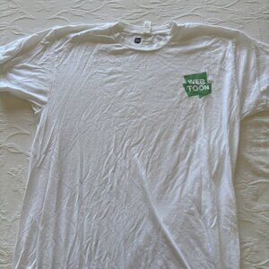 WebToons Size Extra Large (XL) WEBTOON White Cotton T-Shirt with Green Logo